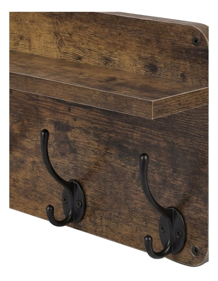 Levede Wall Mounted Coat Rack 2 Pcs Entryway Organizer Storage Rack Shelf Hooks image 6