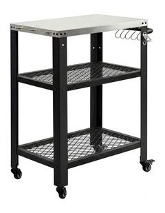 Levede Outdoor Kitchen Cart Mobile BBQ Grill Trolley Stainless Steel Prep Table