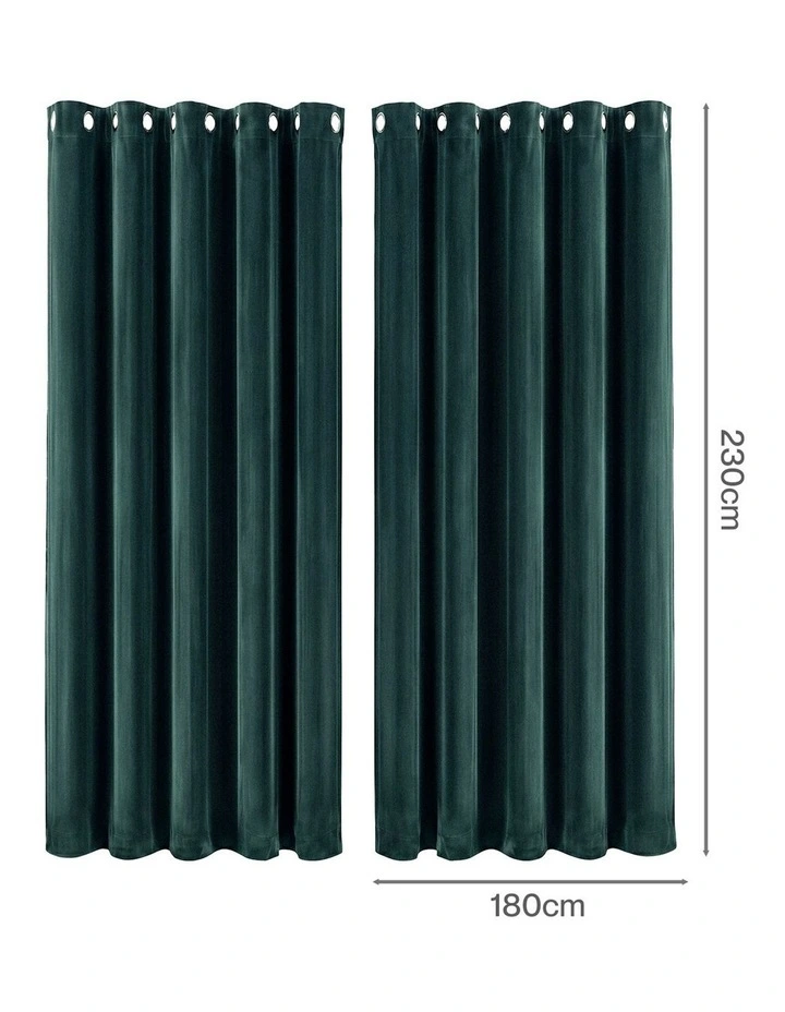 Blackout Curtains 2-Panel Velvet Room Darkening Eyelet Curtains 180x230cm image 3