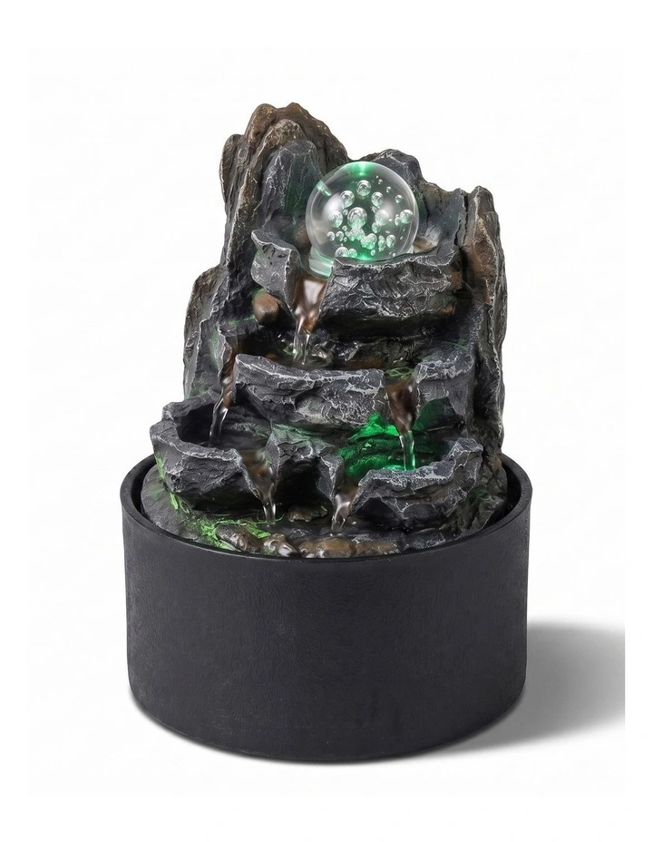Spector Tabletop Water Fountain Resin LED Light 3 Flow Levels Waterfall Office image 2