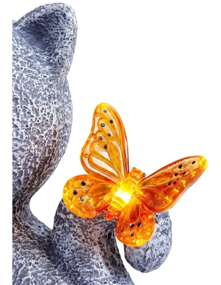 Emitto Solar Cat Butterfly Garden Statue LED Light Resin Outdoor Garden Decor image 4