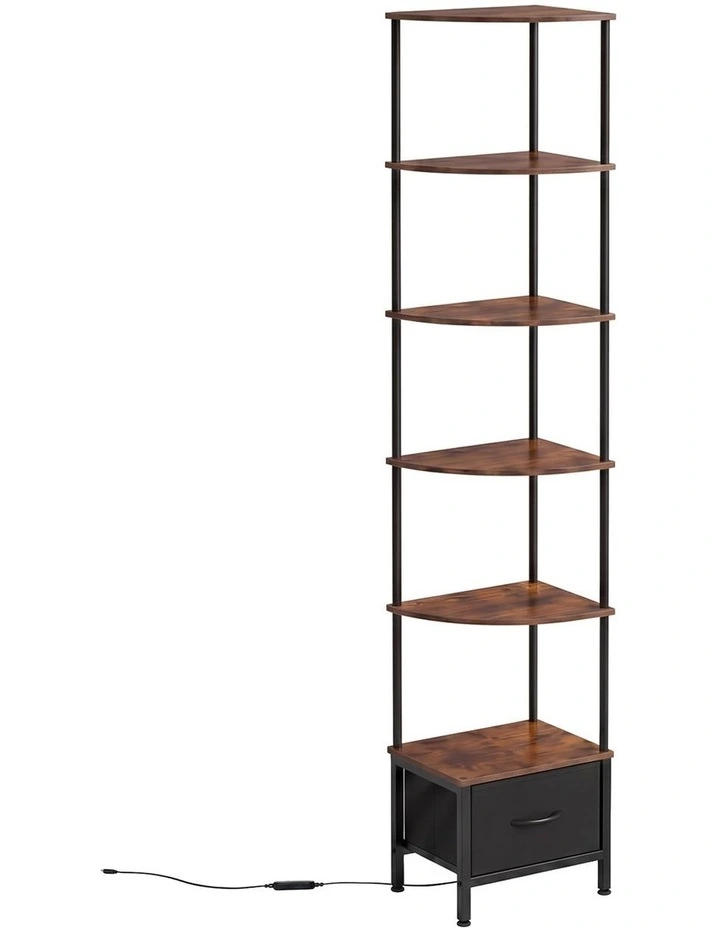 Levede 6-Tier Corner Shelf Stand Bookshelf Display Storage Rack with Drawer image 1