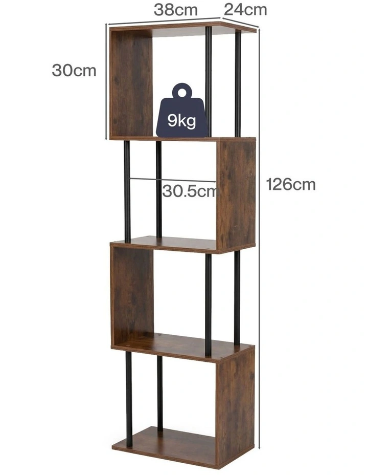 Levede Bookshelf 5 Tier Display Shelf Bookcase Storage Rack S-Shaped Anti-Tip image 3