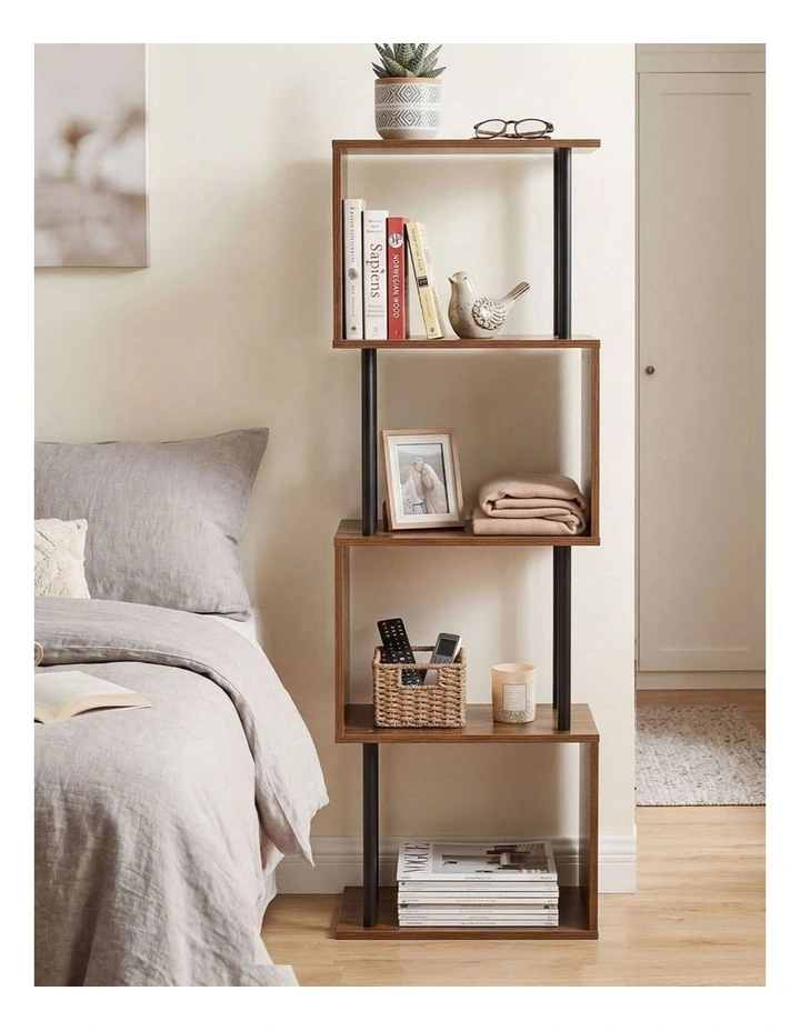 Levede Bookshelf 5 Tier Display Shelf Bookcase Storage Rack S-Shaped Anti-Tip image 7