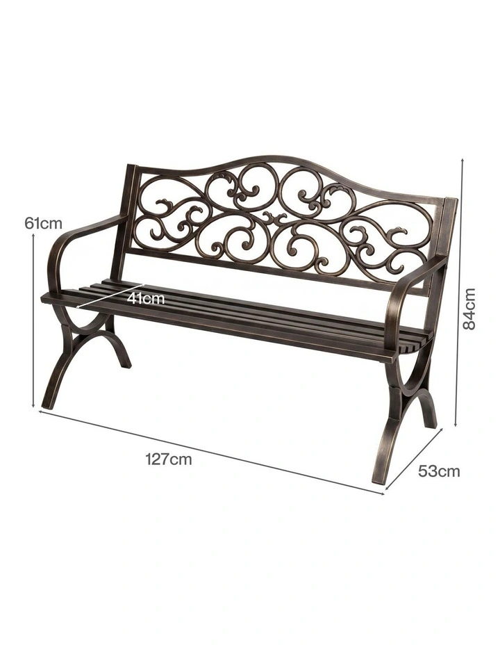Levede Garden Bench Seat Outdoor Patio Park Lounge Backyard Chair Bronze 3 Seat image 3