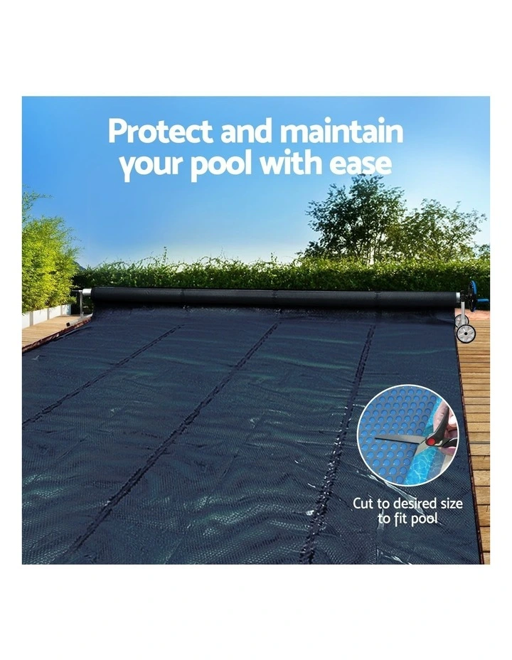 Aqua Buddy Pool Cover 7x4m 600 Micron w/ Roller 5.55m Black Solar Blanket image 6