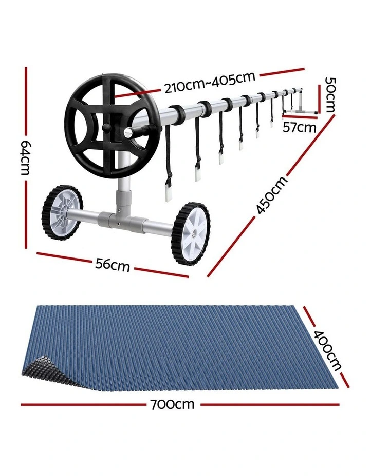 Aqua Buddy Pool Cover 600 Micron 7x4m w/ Roller 4m Swimming Pools Black Solar Blanket image 3