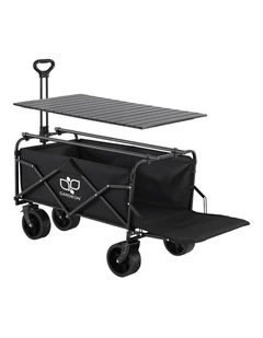 Gardeon Folding Camping Wagon Heavy Duty Utility Cart with Tailgate Table 150L