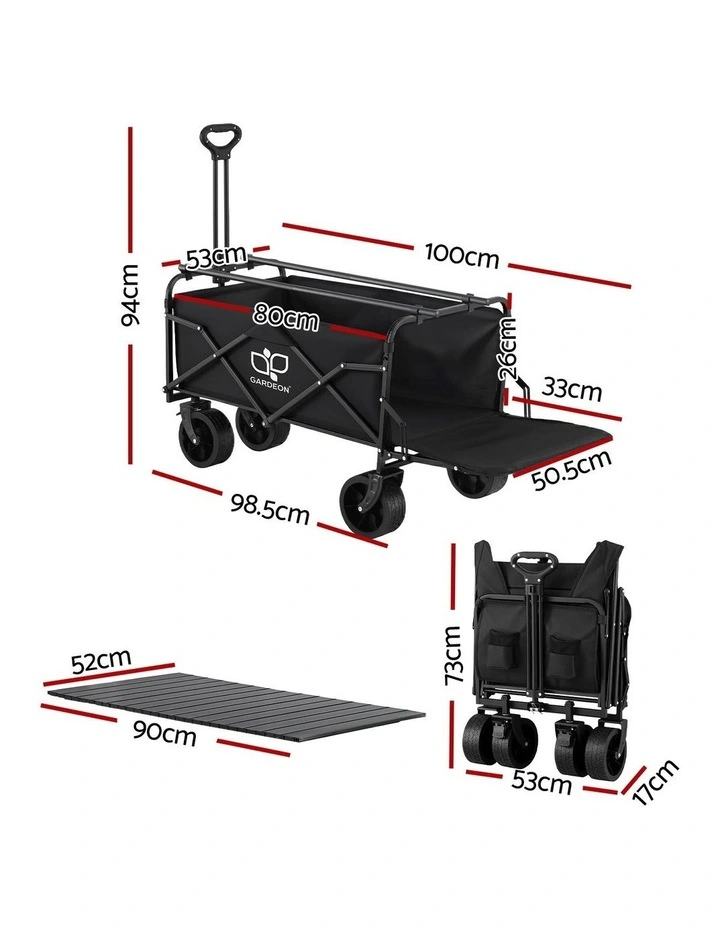 Gardeon Folding Camping Wagon Heavy Duty Utility Cart with Tailgate Table 150L image 2