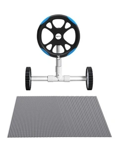 Aqua Buddy Pool Cover 600 Micron Solar Heat Blanket 8x4.2m w/ 5.55m Roller Blue