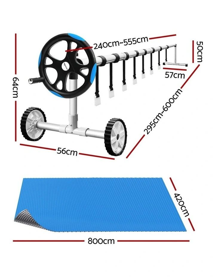 Aqua Buddy Pool Cover 600 Micron Solar Heat Blanket 8x4.2m w/ 5.55m Roller Blue image 3