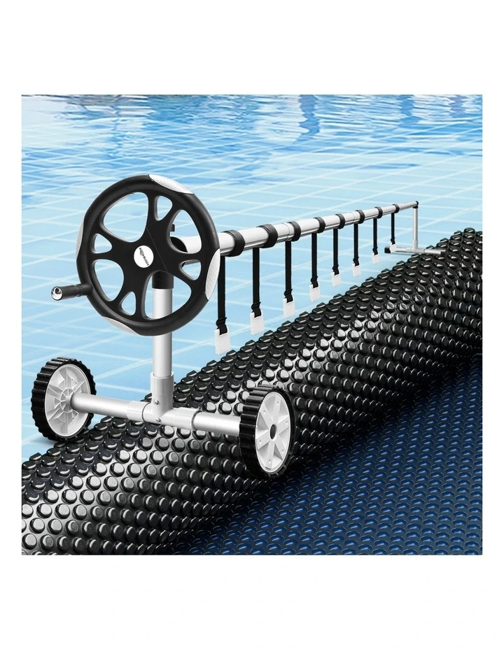 Aqua Buddy Pool Cover 600 Micron 10x4m w/ Roller 5.55m Swimming Pools Black Solar Blanket image 4