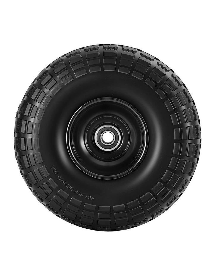 Gardeon 2pcs 4.10/3.50-4 Flat Free Tire & Wheel 26cm Solid Rubber for Wheelbarrow Cart Wagon image 2
