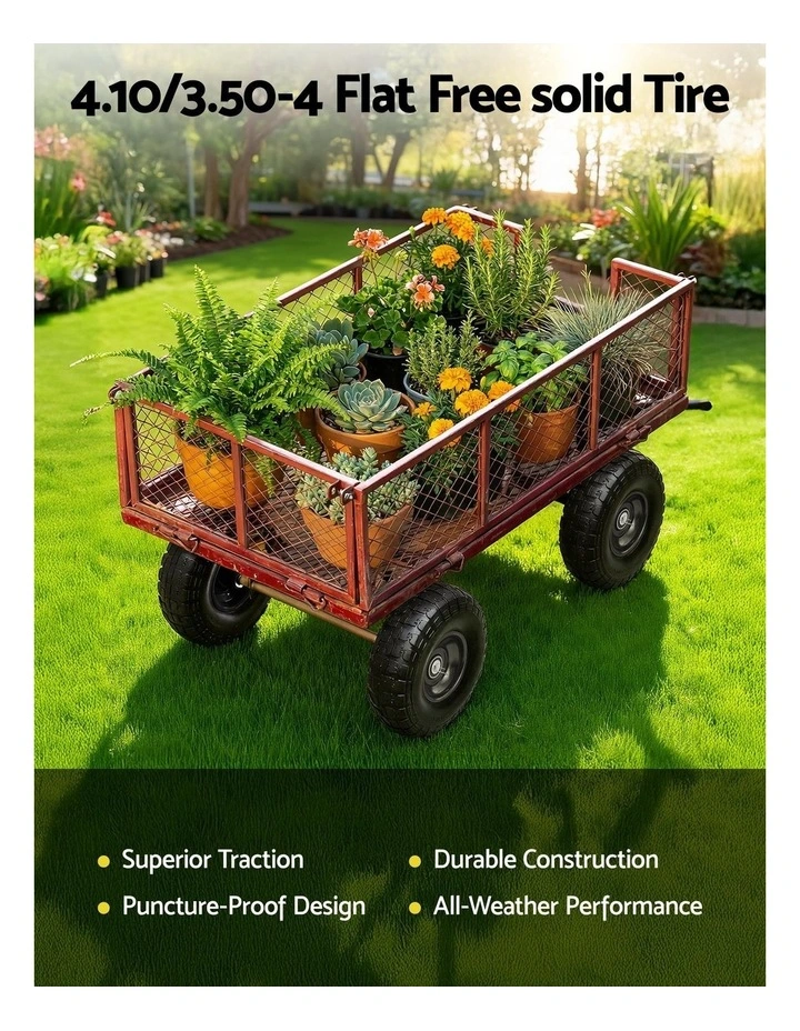Gardeon 2pcs 4.10/3.50-4 Flat Free Tire & Wheel 26cm Solid Rubber for Wheelbarrow Cart Wagon image 6