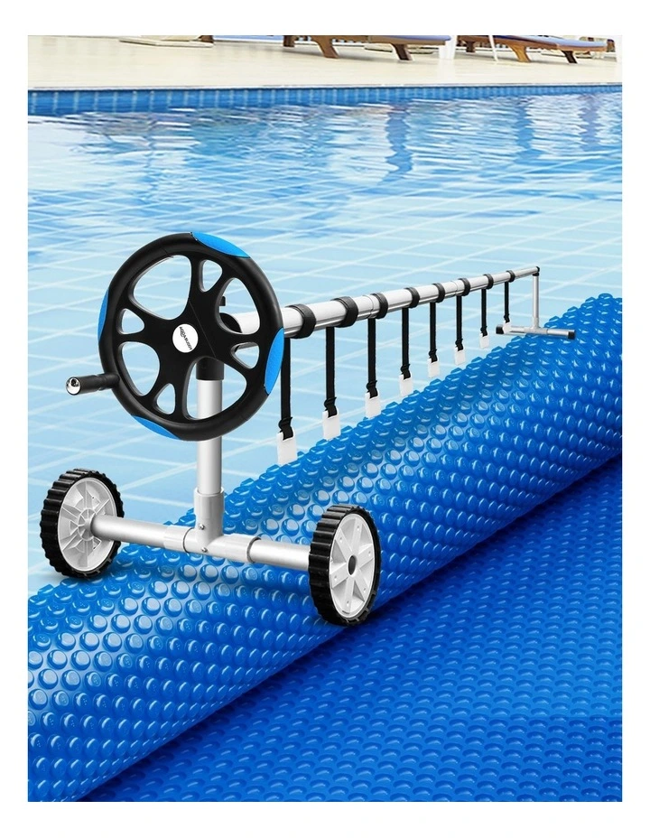 Aqua Buddy Pool Cover 600 Micron Solar Heat 9.5x5m Blanket w/ 5.55m Roller Blue image 4