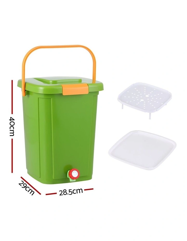 Gardeon 15L Kitchen Compost Bin Food Waste Caddy Drain Tap Green image 2