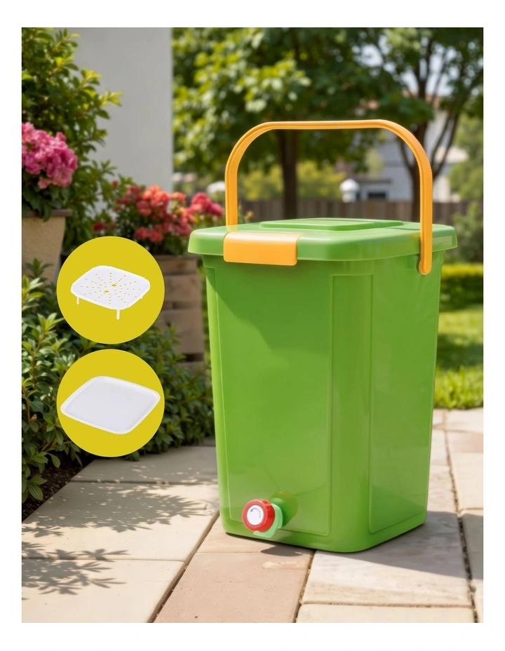 Gardeon 15L Kitchen Compost Bin Food Waste Caddy Drain Tap Green image 3