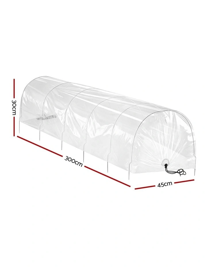 Green Fingers Mini Greenhouse 300x45x30cm Tunnel Clear PVC Steel Frame Portable image 3