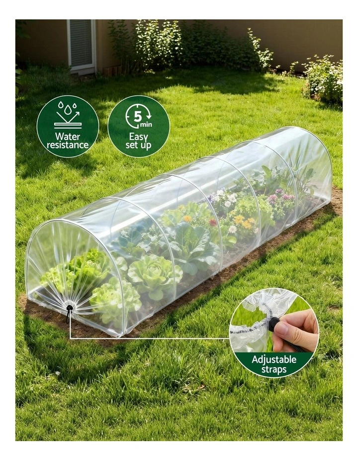 Green Fingers Mini Greenhouse 300x45x30cm Tunnel Clear PVC Steel Frame Portable image 6