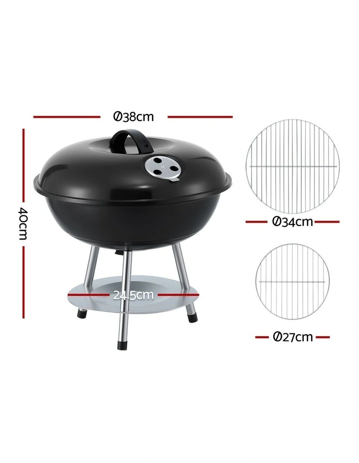 Grillz Charcoal BBQ Grill Portable with Lid for Camping Outdoor image 3