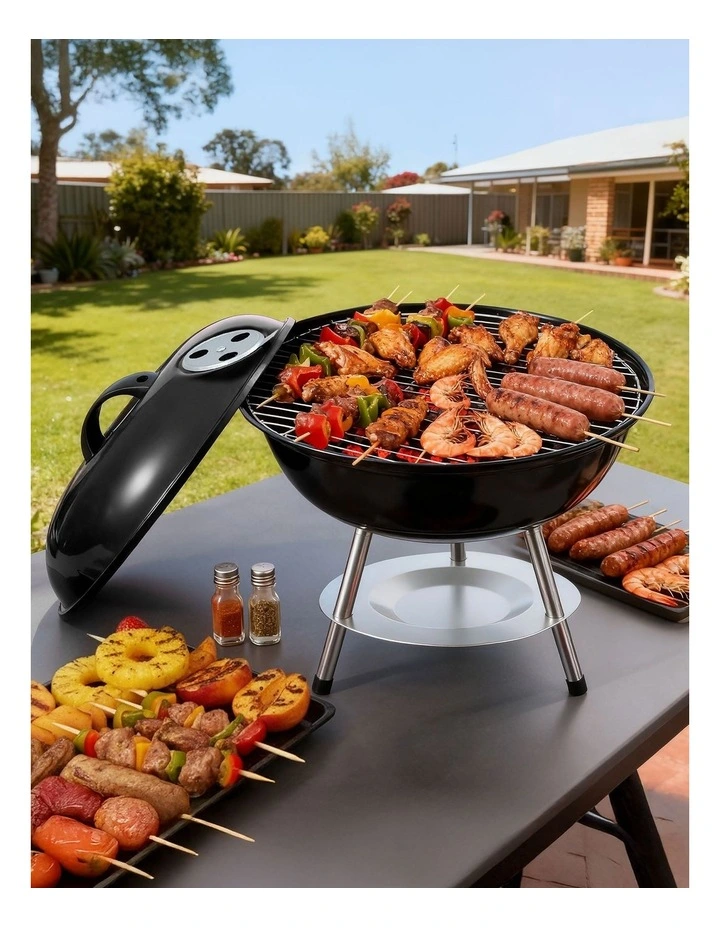 Grillz Charcoal BBQ Grill Portable with Lid for Camping Outdoor image 4