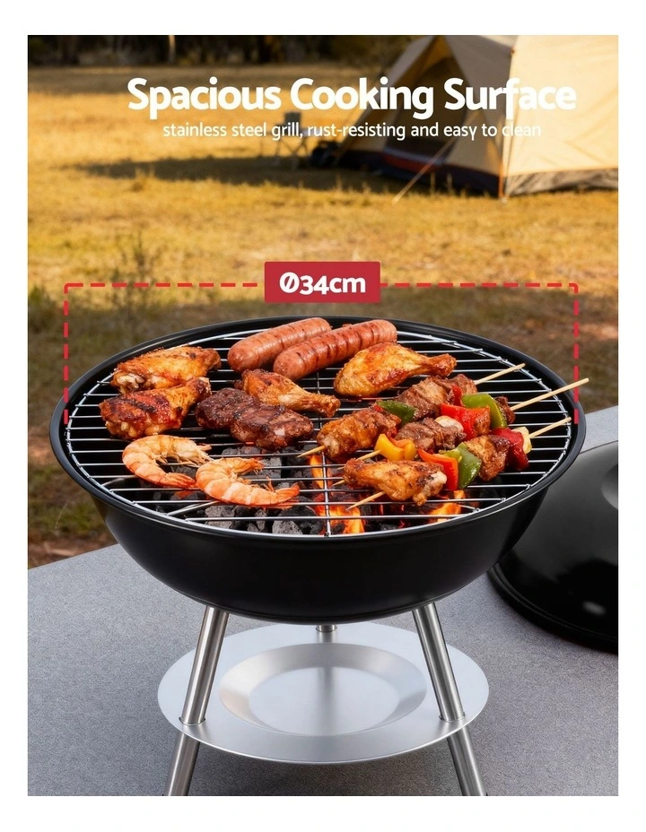 Grillz Charcoal BBQ Grill Portable with Lid for Camping Outdoor image 6