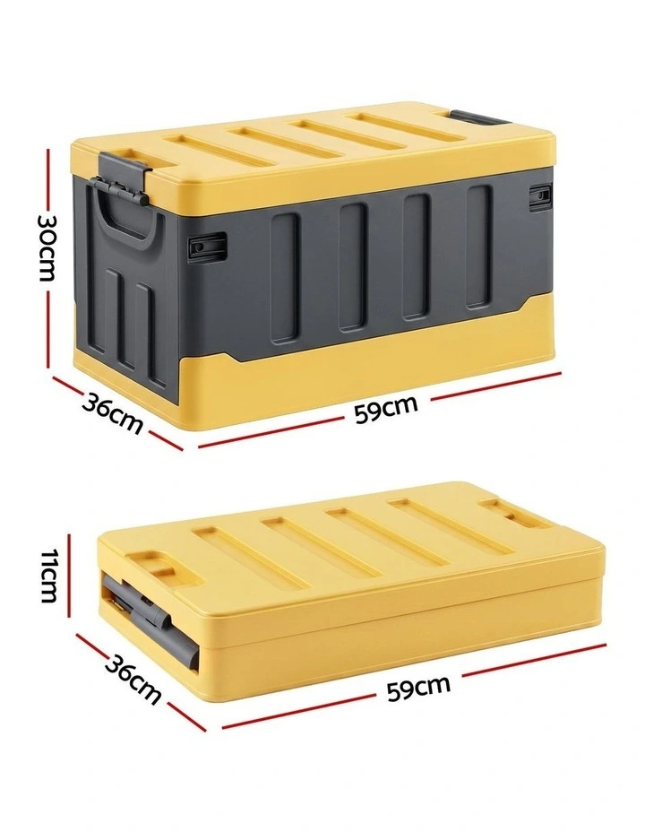 Gardeon Collapsible Outdoor Storage Box 60L Stackable Folding Camping Organizer Yellow image 2