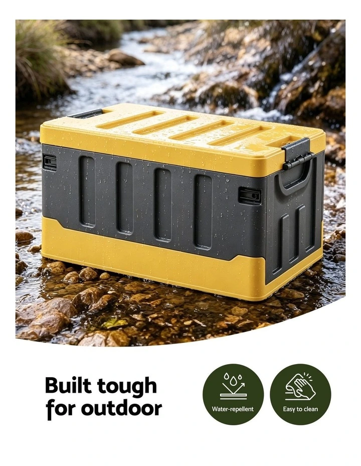 Gardeon Collapsible Outdoor Storage Box 60L Stackable Folding Camping Organizer Yellow image 6