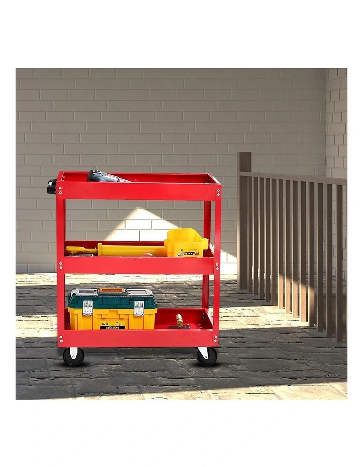 SOGA 2 Pack 2 Tier Tool Carts Red Heavy-Duty Steel image 3
