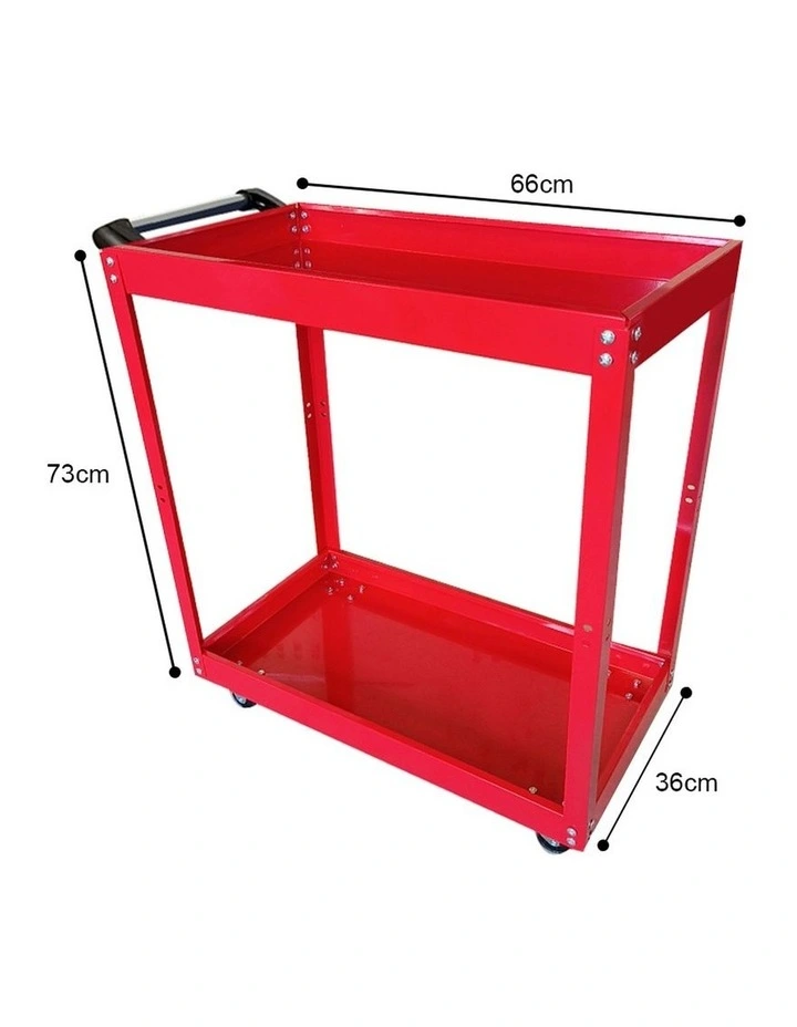 SOGA 2 Pack 2 Tier Tool Carts Red Heavy-Duty Steel image 4