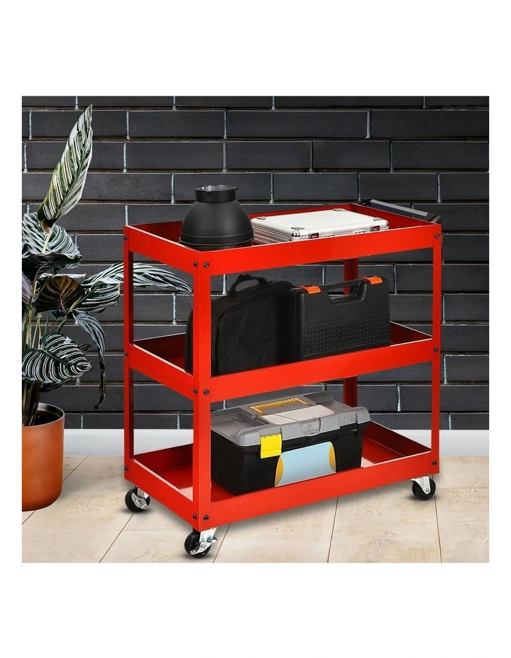 SOGA 2 Pack 3 Tier Tool Carts Red Heavy-Duty Steel image 2