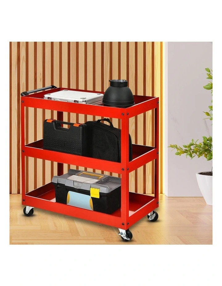 SOGA 2 Pack 3 Tier Tool Carts Red Heavy-Duty Steel image 3