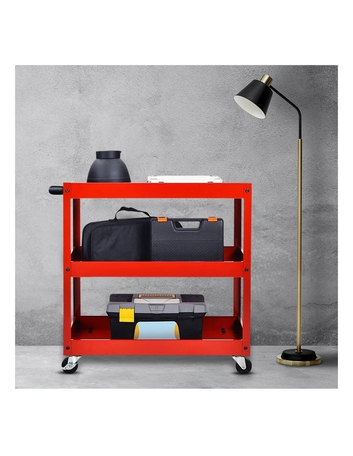 SOGA 2 Pack 3 Tier Tool Carts Red Heavy-Duty Steel image 5