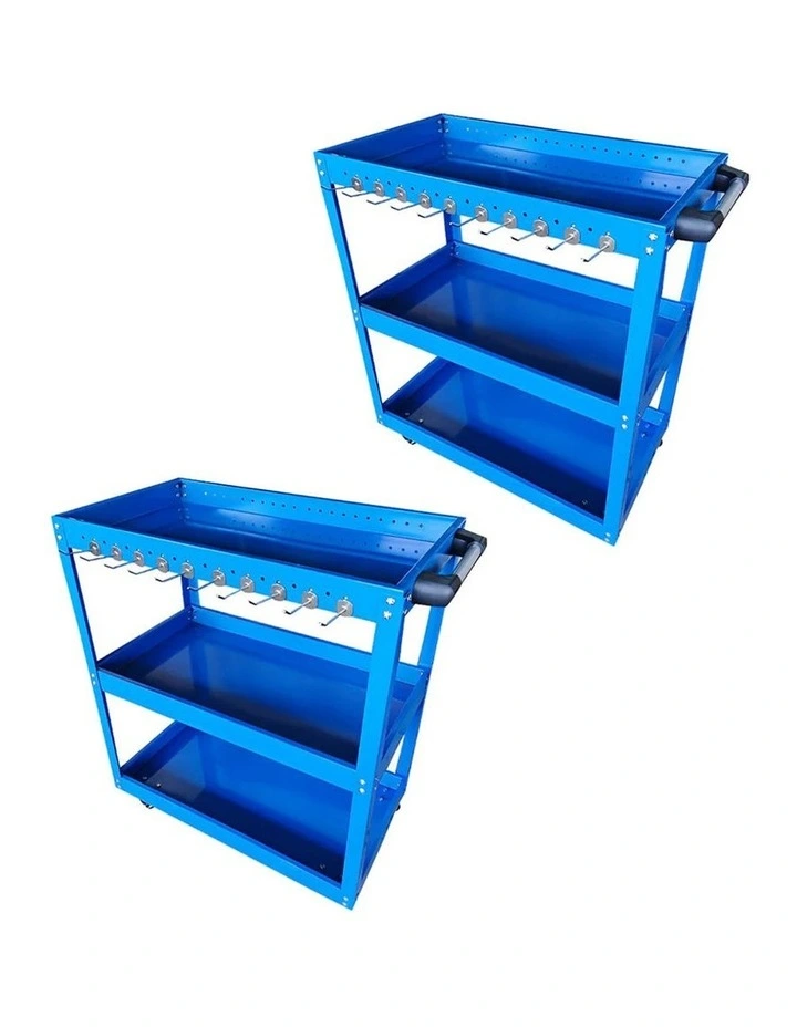 SOGA 2X 3 Tier Tool Storage Cart Heavy Duty Mobile Utility Trolley with Porous Side Panels image 1