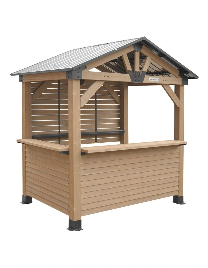 Yardtopia Oslo 2.4m x 1.8m Outdoor Timber & Steel Gable Roof Gazebo - Bar Set image 1