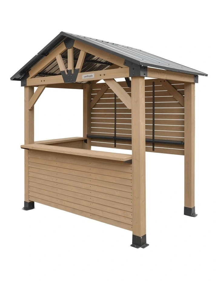 Yardtopia Oslo 2.4m x 1.8m Outdoor Timber & Steel Gable Roof Gazebo - Bar Set image 2
