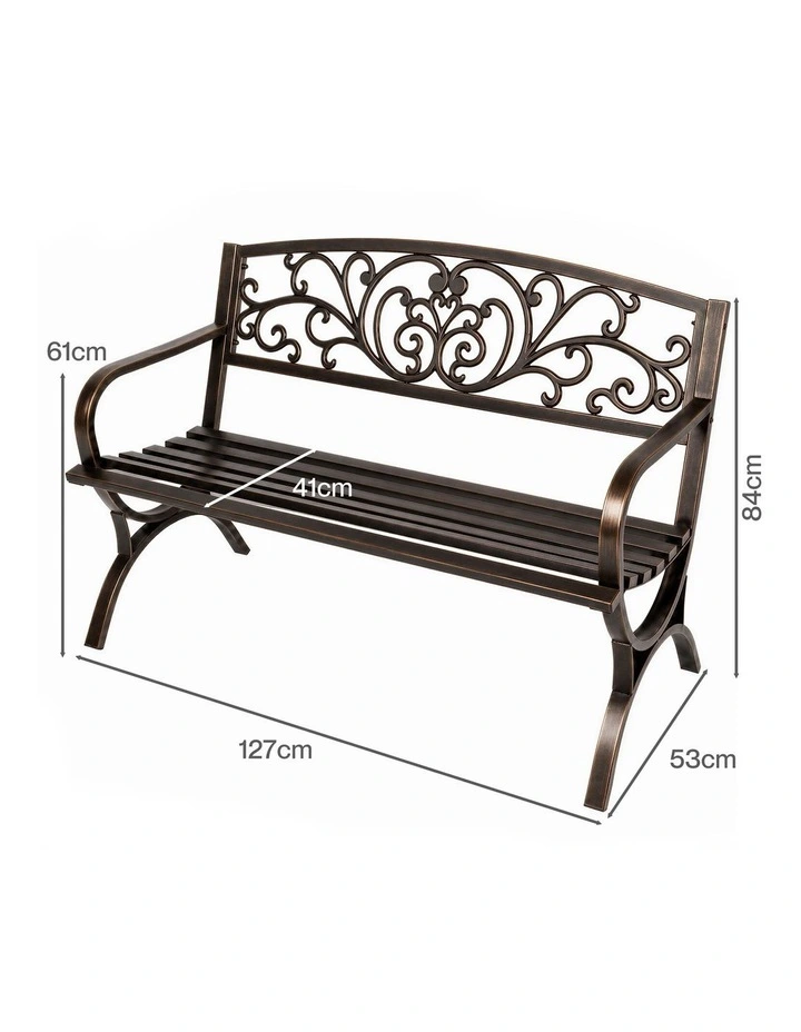 Levede Garden Bench Seat Outdoor Furniture Patio Park Lounge Chair Bronze 3 Seat image 3