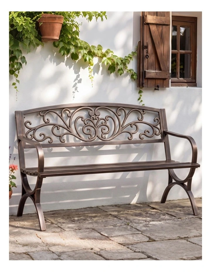 Levede Garden Bench Seat Outdoor Furniture Patio Park Lounge Chair Bronze 3 Seat image 7