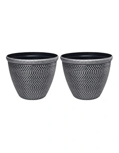 Toque Plastic Plant Pots 30cm Outdoor Garden Planter 2 Pcs With Drainage Holes