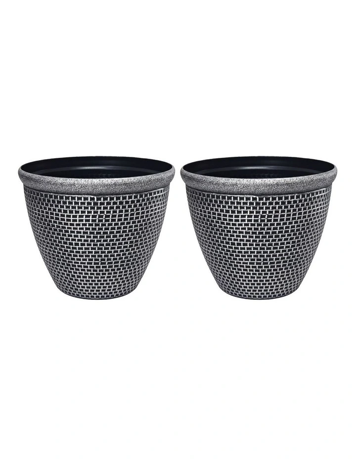 Toque Plastic Plant Pots 36cm Outdoor Garden Planter 2 Pcs With Drainage Holes image 1