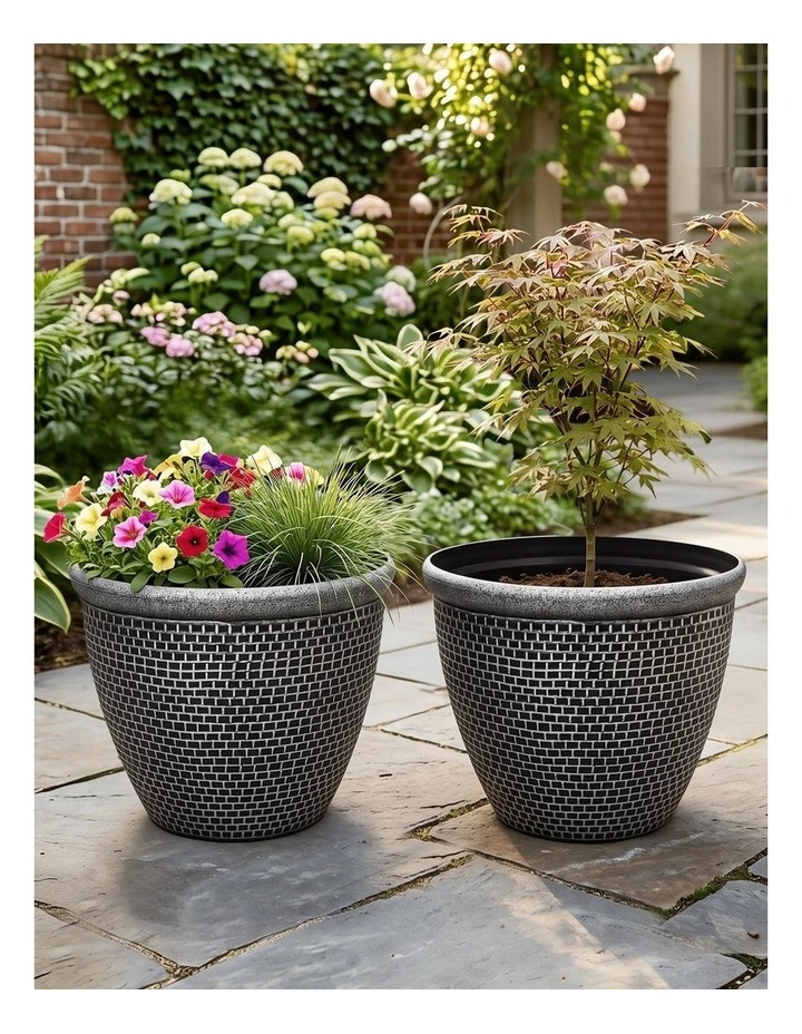 Toque Plastic Plant Pots 36cm Outdoor Garden Planter 2 Pcs With Drainage Holes image 7