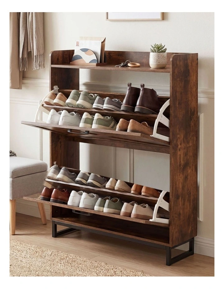 Levede Shoe Cabinet 2 Flip Drawers Storage Organiser Removable Shelf Hallway image 7