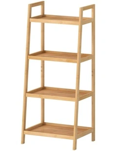 Levede Bamboo Ladder Bookcase 4-Shelf Books Plant Storage Shelf Rack Organiser
