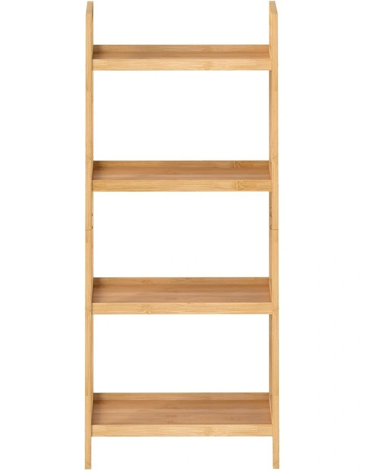 Levede Bamboo Ladder Bookcase 4-Shelf Books Plant Storage Shelf Rack Organiser image 2