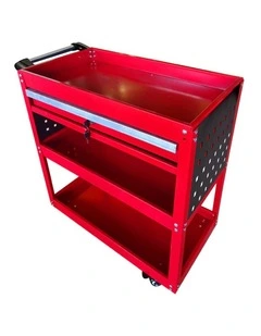 SOGA 3 Tier Tool Cart Red with Drawer and Hooks