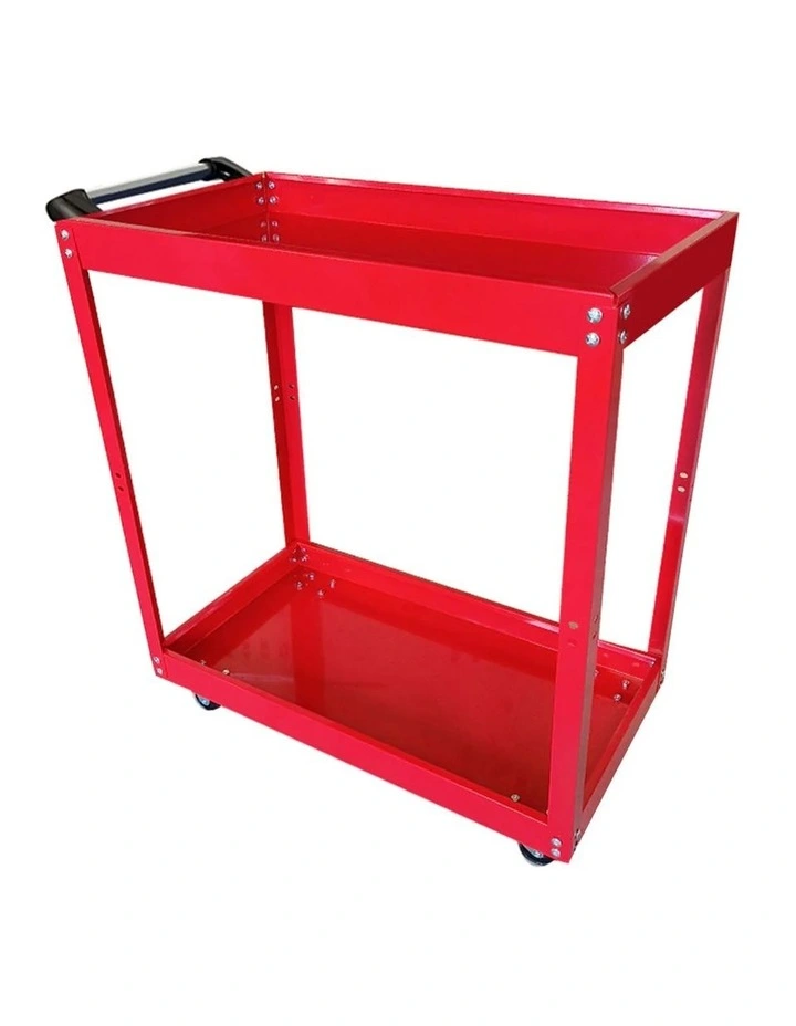 SOGA 2 Tier Tool Cart Red Heavy-Duty Steel image 1