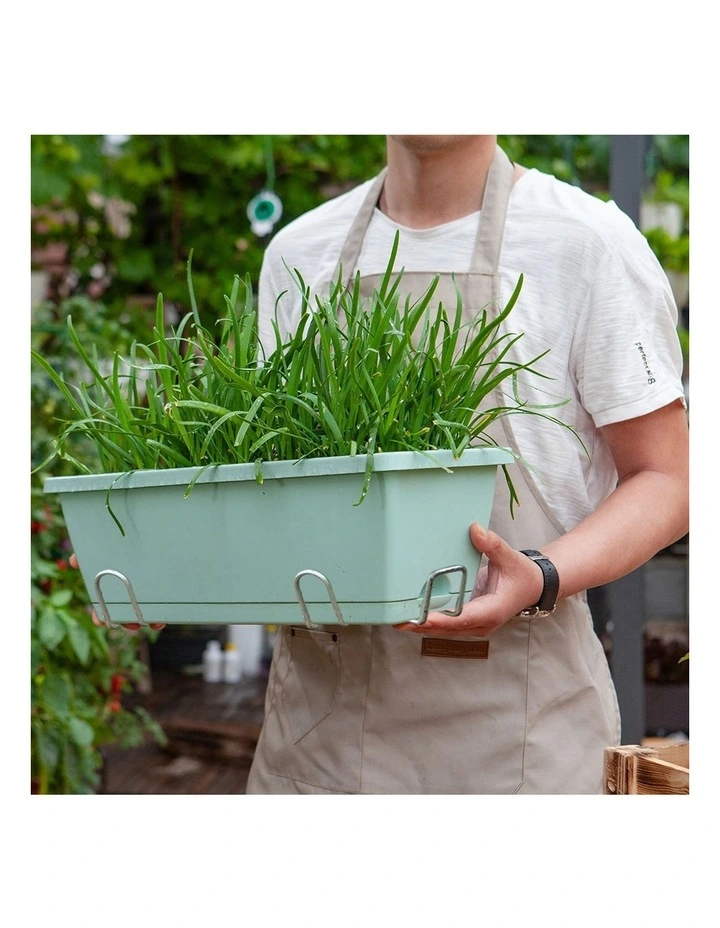 SOGA Set of 2 49.5cm Green Rectangular Plastic Planter Box with Holder for Herbs image 2