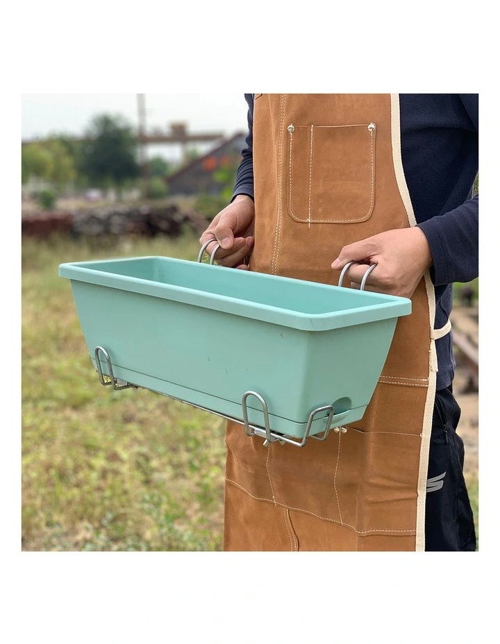 SOGA Set of 2 49.5cm Green Rectangular Plastic Planter Box with Holder for Herbs image 3