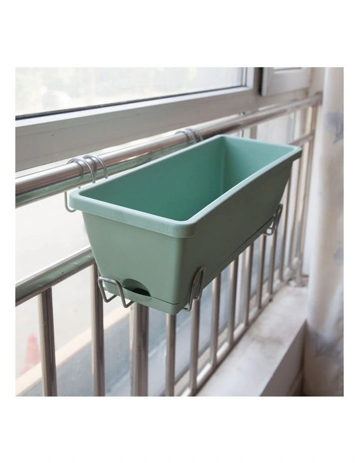 SOGA Set of 2 49.5cm Green Rectangular Plastic Planter Box with Holder for Herbs image 5