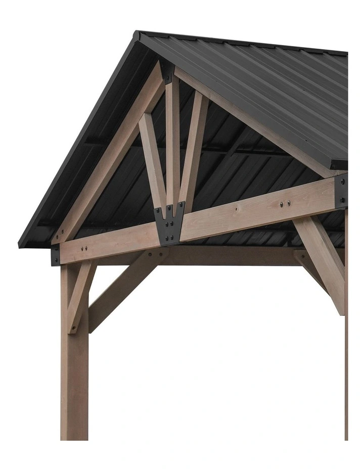 Yardtopia Oslo XL 3.6m x 2.4m BBQ/Grill Timber & Steel Gable Roof Gazebo image 4
